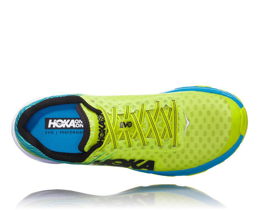 Hoka One One Evo Carbon Rocket Löparskor Herr - Gröna/Blå - LOCBX-5362